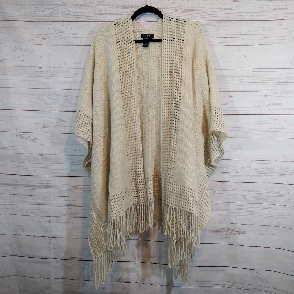 Max Edition boxy wrap shawl open front cardigan